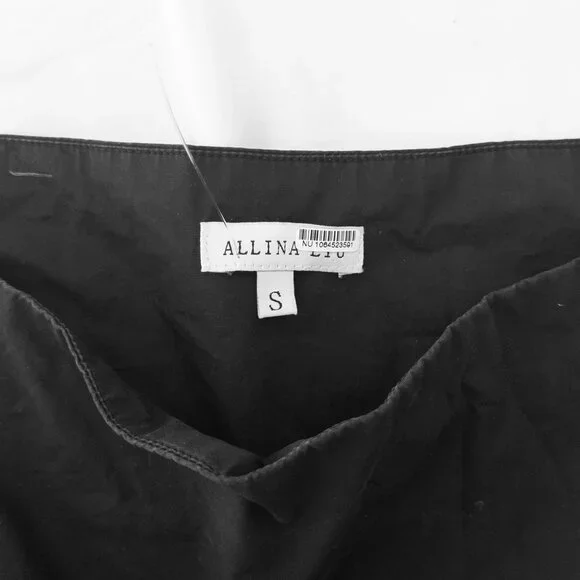 Allina Liu Break Skirt S Onyx Black Midi Tie Sides Lining Cotton Boho - Picture 5 of 7